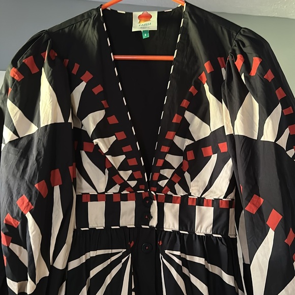 Farm Rio Black Coconut Grove Puffed Sleeve Dress - Picture 2 of 4